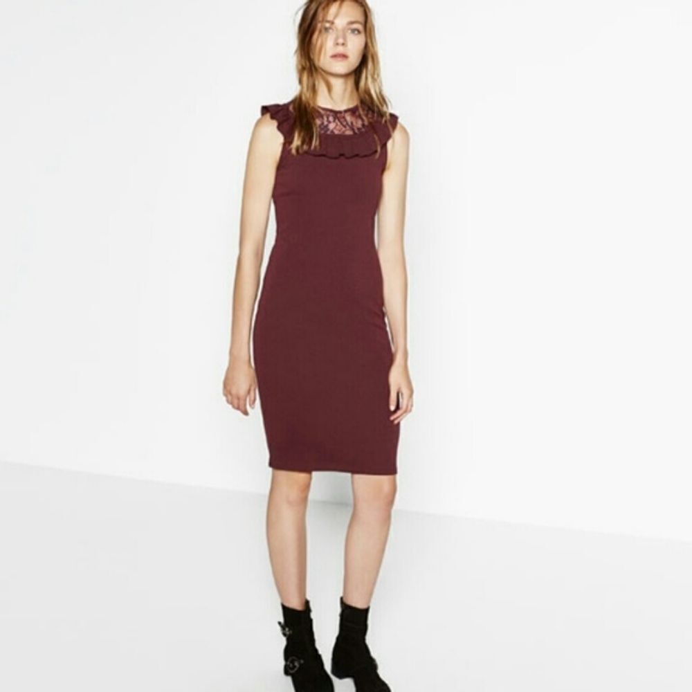 NWT Zara Plum Colored Sleeveless Dress Sz L